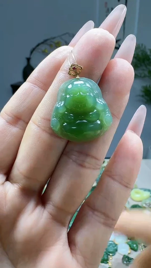 吊坠(不含链)18K金镶嵌和田玉1