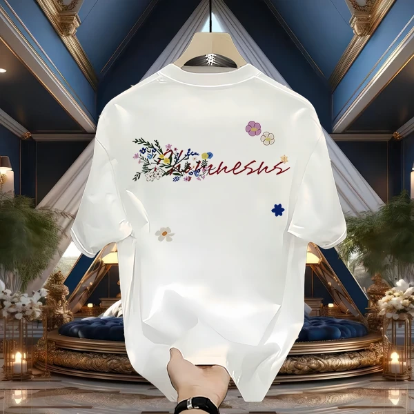 【轻奢男装】重磅纯棉透气短袖T恤韩系ins设计感时尚宽松圆领上衣男