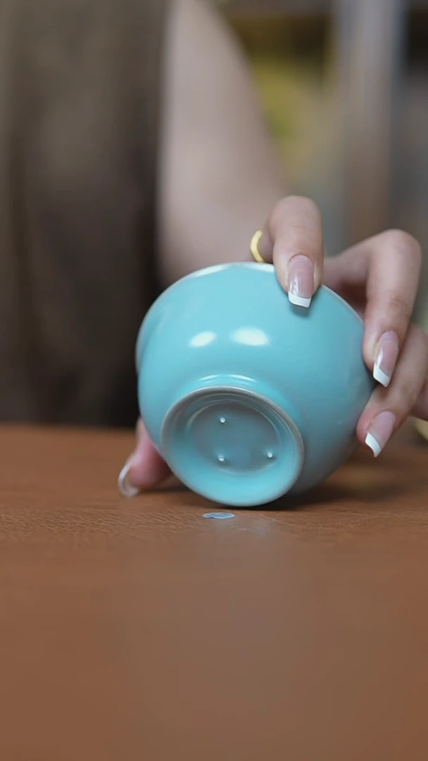 瓷片仿古天青小碗杯瑕