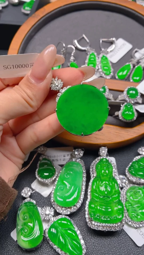 吊坠(不含链)银S925镶嵌翡翠1