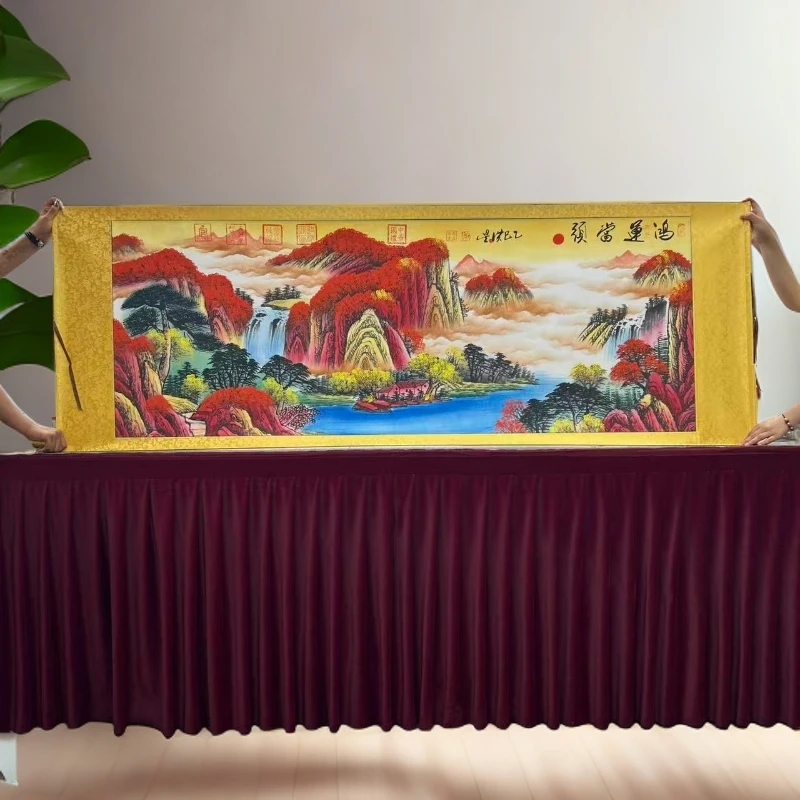手绘国画王洪星-鸿运当头-精品卷轴，73CM乘以207CM配证书