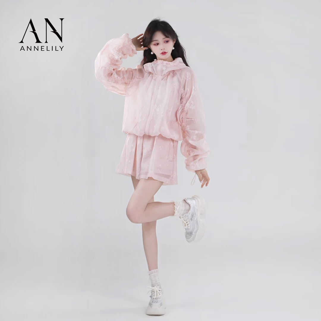 ANNELILY【洛念】新款上新设计感时尚休闲气质短裤套装AT2503004