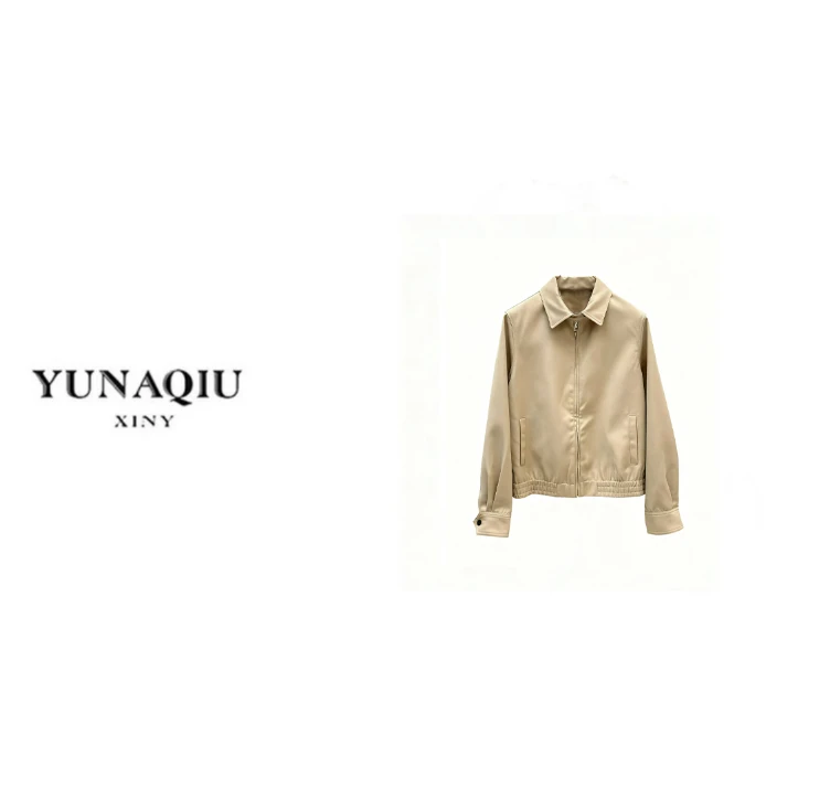 YUNAQIU-2025早秋新款气质拉链翻领百搭外套-717