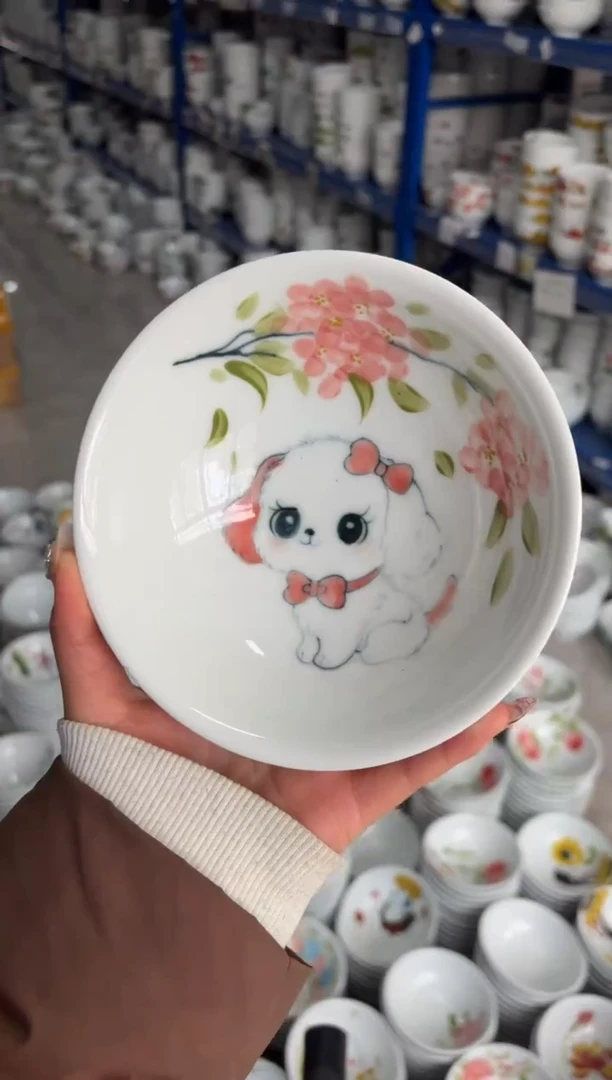 瓷片景德镇高温陶瓷食品级手绘釉中彩-壮壮碗