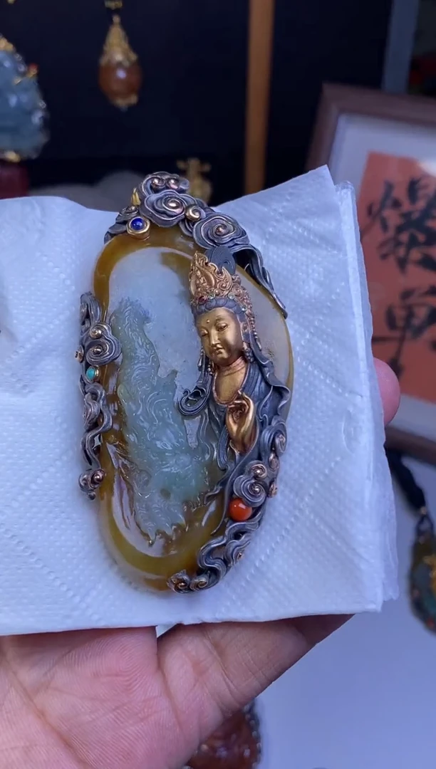 颈饰银S925镶嵌翡翠张***2翡翠