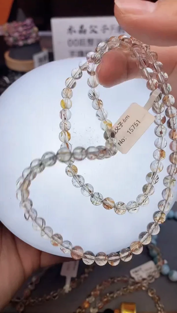 【闪购商品】水晶手串未镶嵌A101 黑金超多圈 6mm