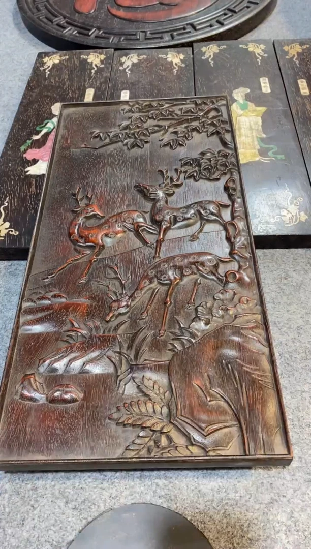 香榧木紫檀拆件雕刻板以直播间实物为准微瑕老物件