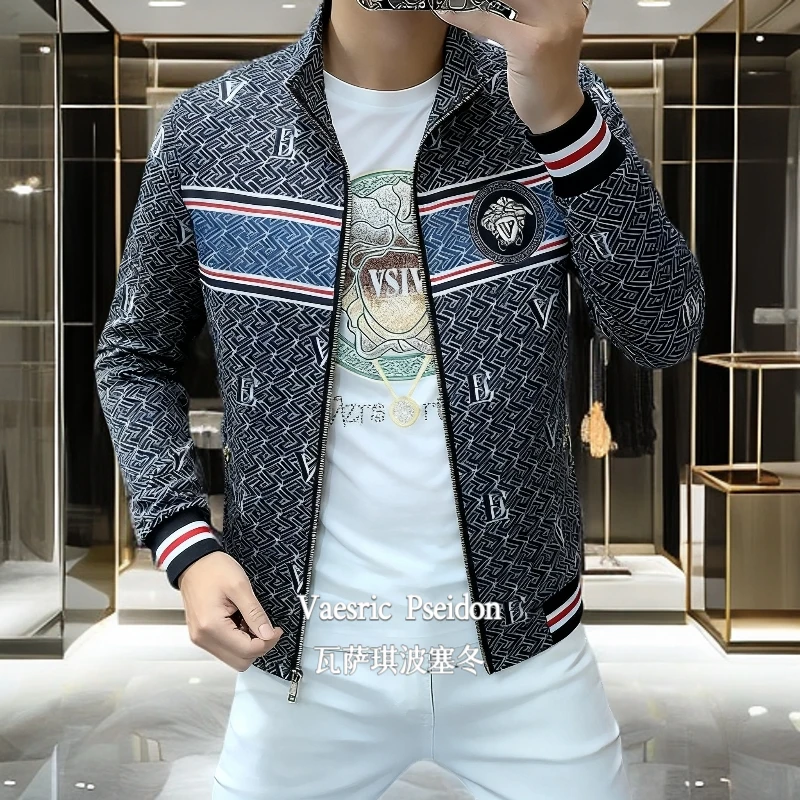 Vaesric Poseidon/瓦萨琪波塞冬男夹克时尚休闲修身印花春秋长袖