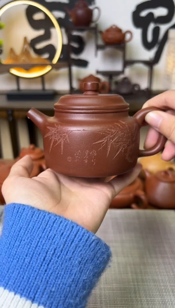 【闪购商品】紫泥茶壶德钟壶刻绘240CC