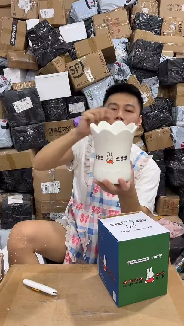 瓷片原盒米菲兔花盆