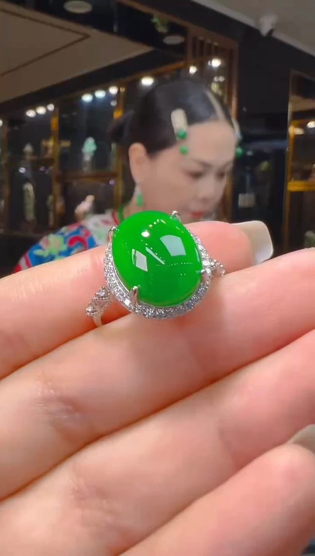 银S925镶嵌戒指翡翠081（多样性发其一）