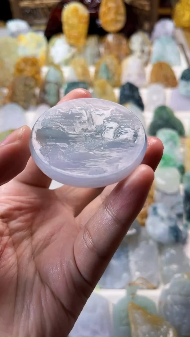 定制翡翠未镶嵌遗***真毛货定制苏工山水 不退不换