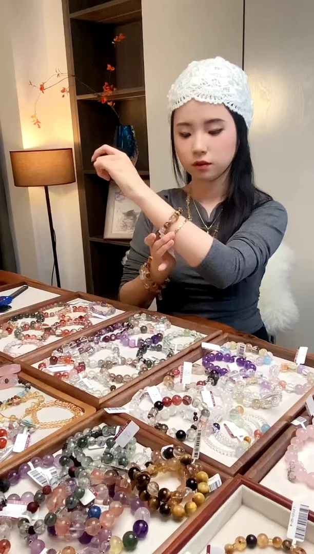 未镶嵌手链水晶紫水晶+白水+黄塔晶 手串