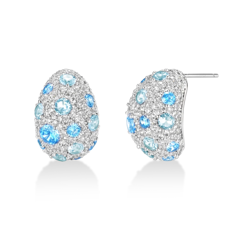 铜合金耳饰 新款满钻水滴耳钉 XG1165B-湛蓝星