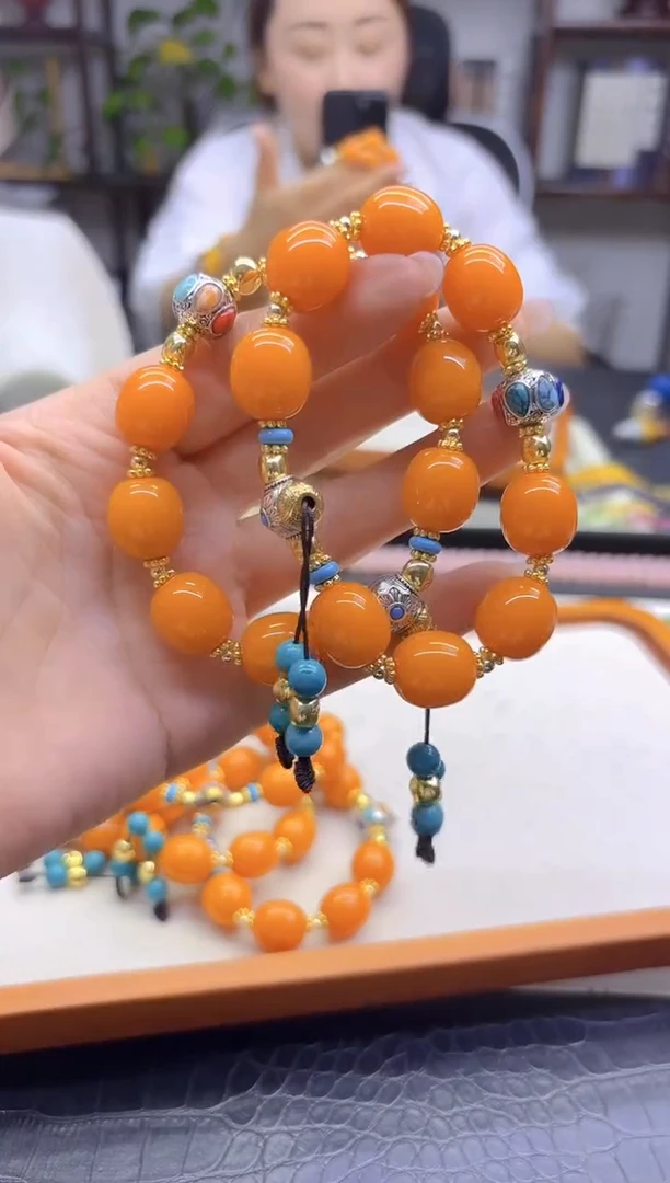 手链蜜蜡银S925镶嵌DIY款S974