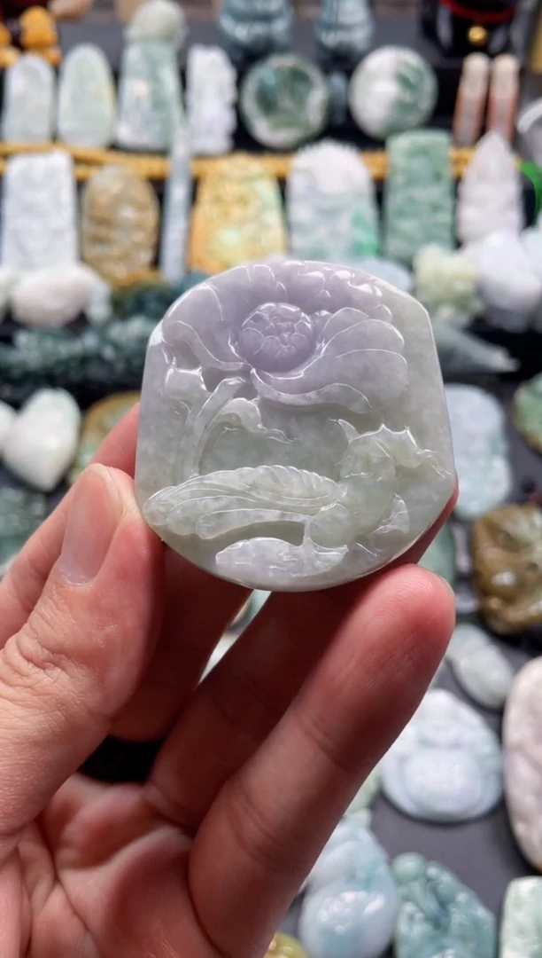 颈饰未镶嵌翡翠69  天然翡翠a货  花鸟