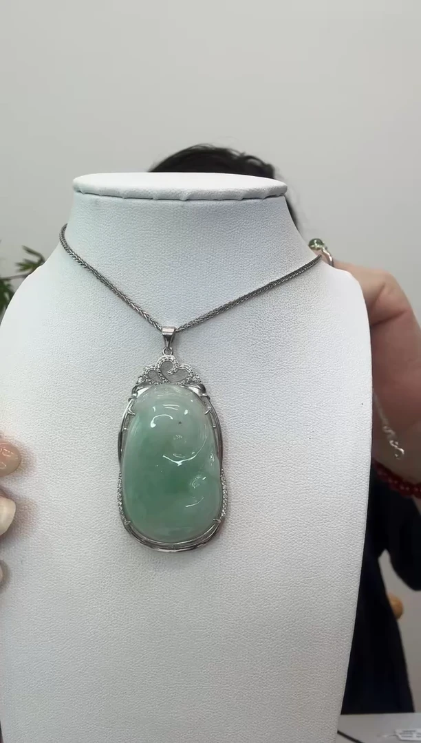 翡翠银S925镶嵌吊坠(赠链)如意