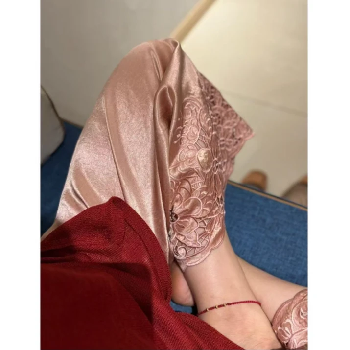 东方伊人  芳华设计新中式醋酸提花阔腿裤阔版直筒裤FH-B034