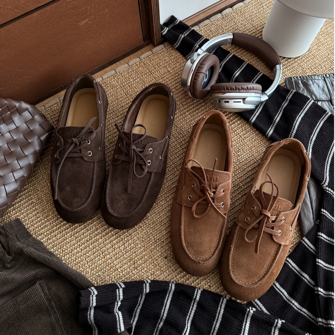 BAO/宝小姐2025防滑低跟平底时尚秋季百搭舒适韩版皮鞋单鞋166-1