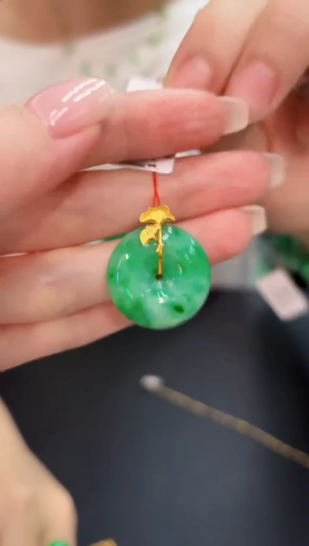 翡翠18K金镶嵌颈饰 缅料A货/支持复检/一件