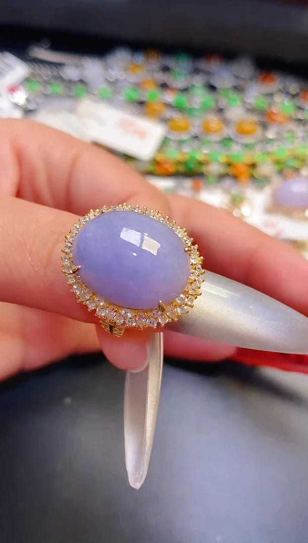 银S925镶嵌戒指翡翠天然