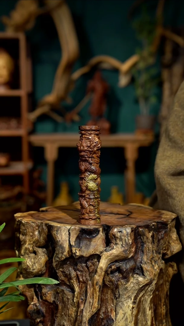 木風***憶雷击枣木盘龙柱