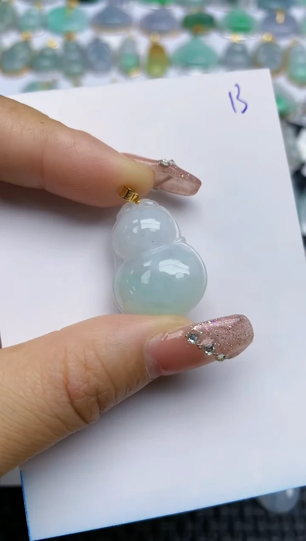 【闪购商品】翡翠颈饰18K金镶嵌天然A货翡翠 13