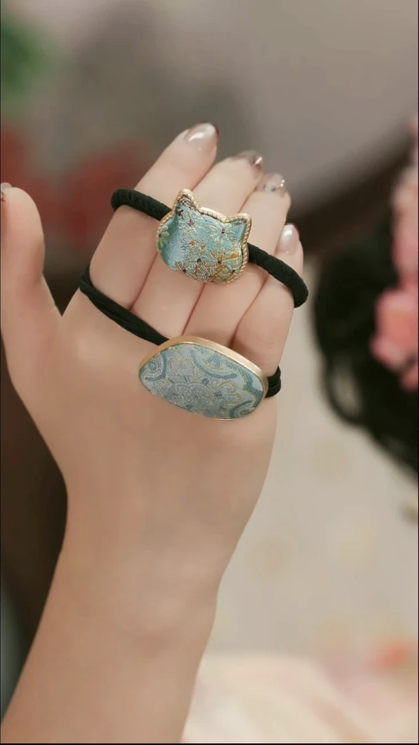 刺绣湘传礼名家宋锦发绳一对