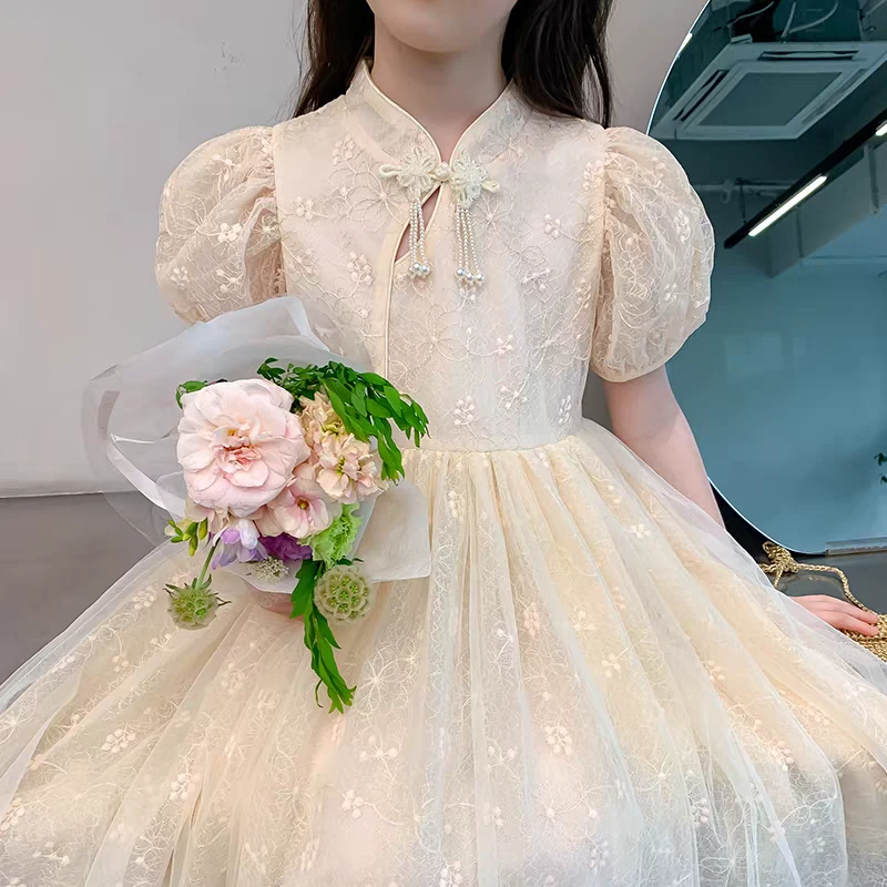 女童旗袍裙精品重工公主裙夏季刺绣连衣裙A5-5-1