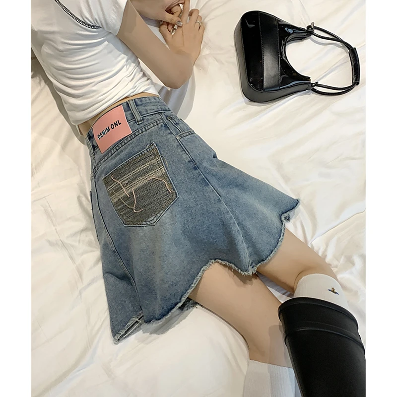 牛仔半身裙女夏季新款大码高腰梨形身材小个子a字短裙潮KX88568