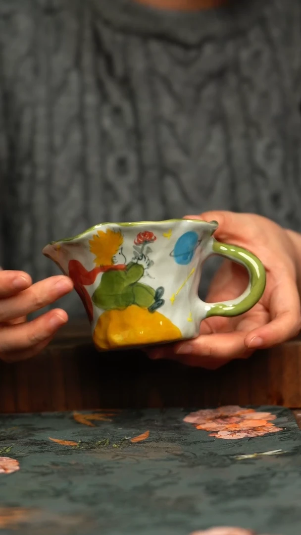 杯釉下彩手工手绘同款陶器