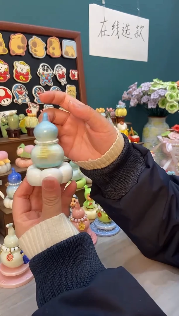 摆件陶天蓝葫芦景德镇陶瓷1个装