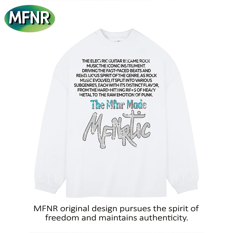 美式vintage涂鸦字母印花t恤男秋季潮牌新款高街重磅宽松打底衫潮