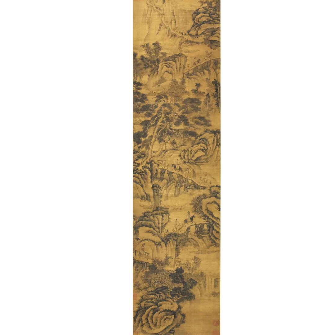 HM9017 衡山 蜀峰栈道 176×37cm 绢本立轴