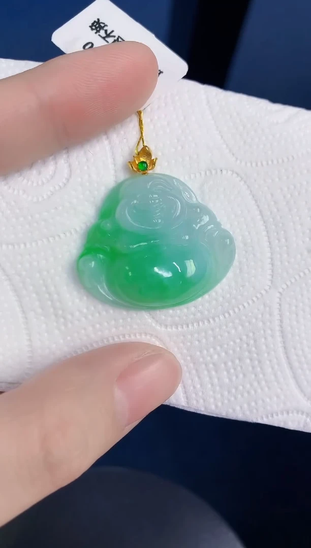 颈饰18K金镶嵌翡翠天然翡翠缅甸A货