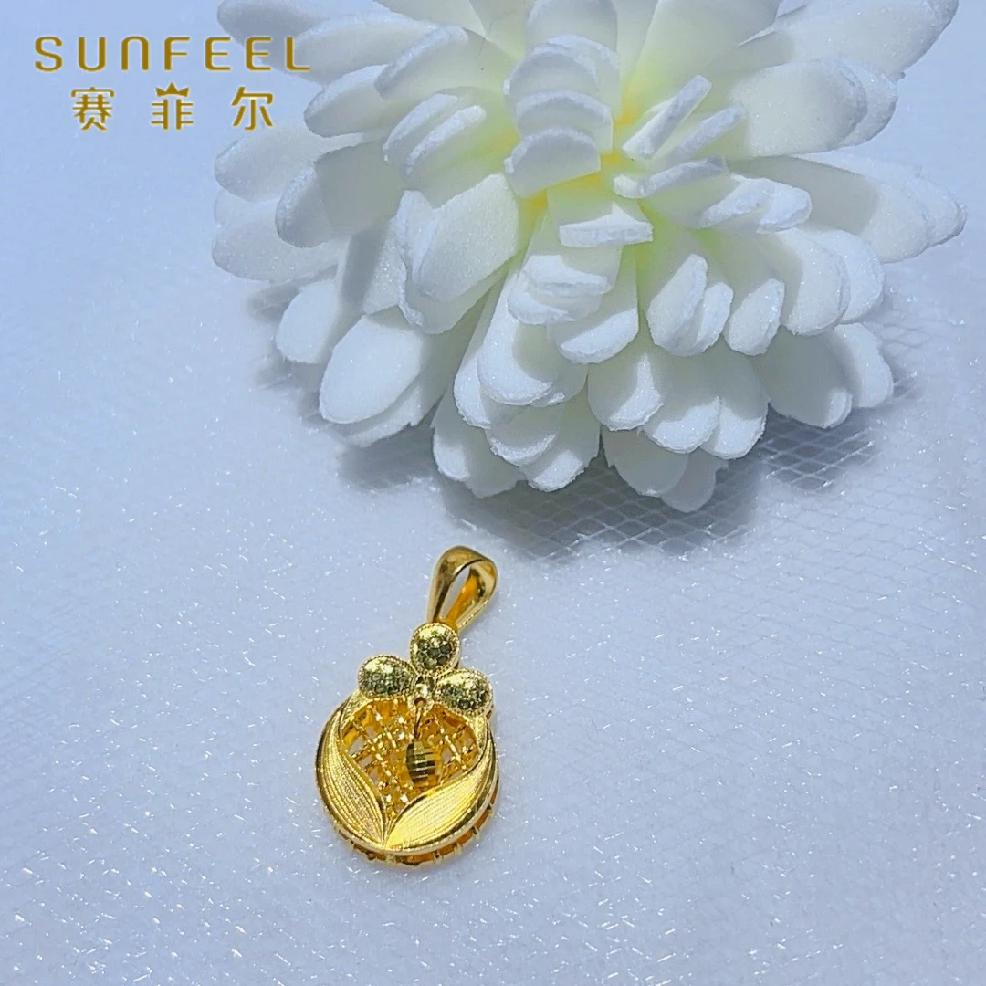 SUNFEEL/赛菲尔黄金足金双层拉丝三叶草灵动款黄金吊坠5G精工5495