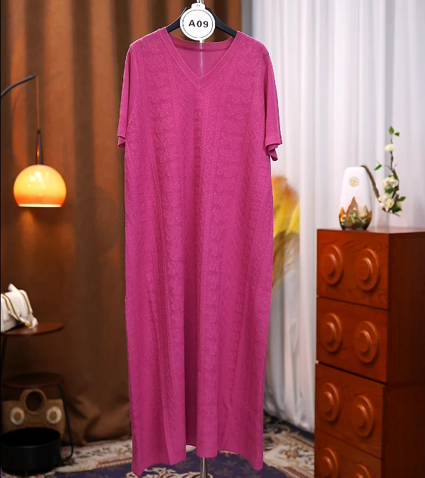 【A09】玫粉色设计师针织连衣裙收腰显瘦气质女士秋冬款