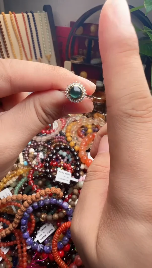 银S925镶嵌戒指碧玺?****? （一物一件）009745