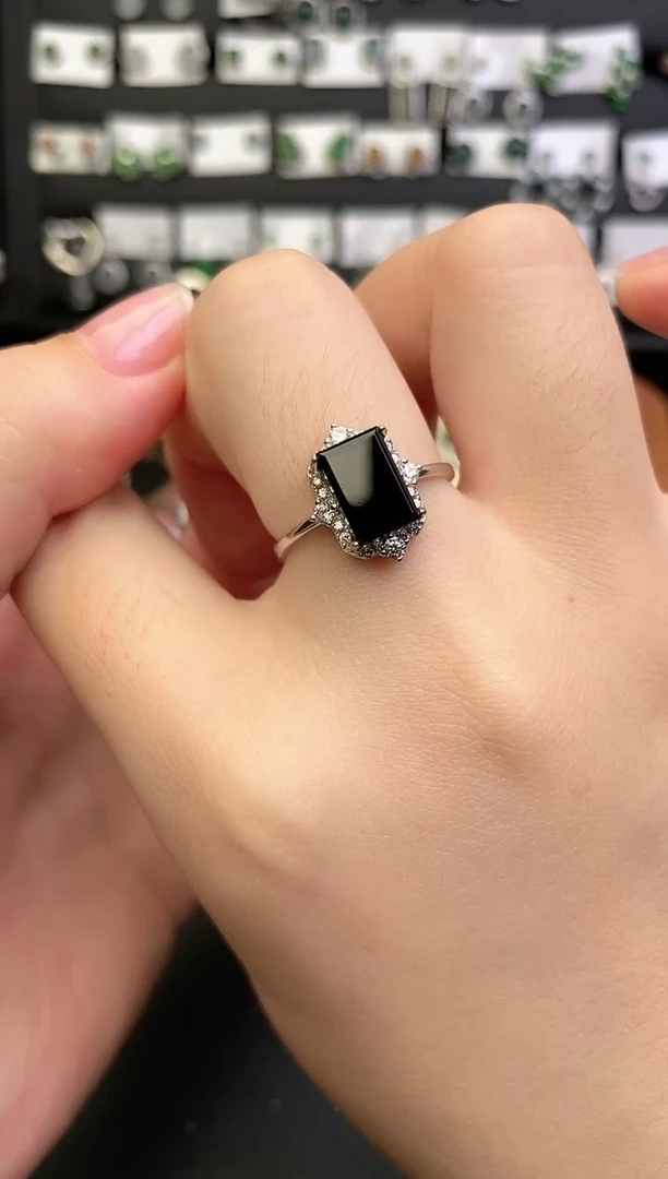 银S925镶嵌戒指翡翠0