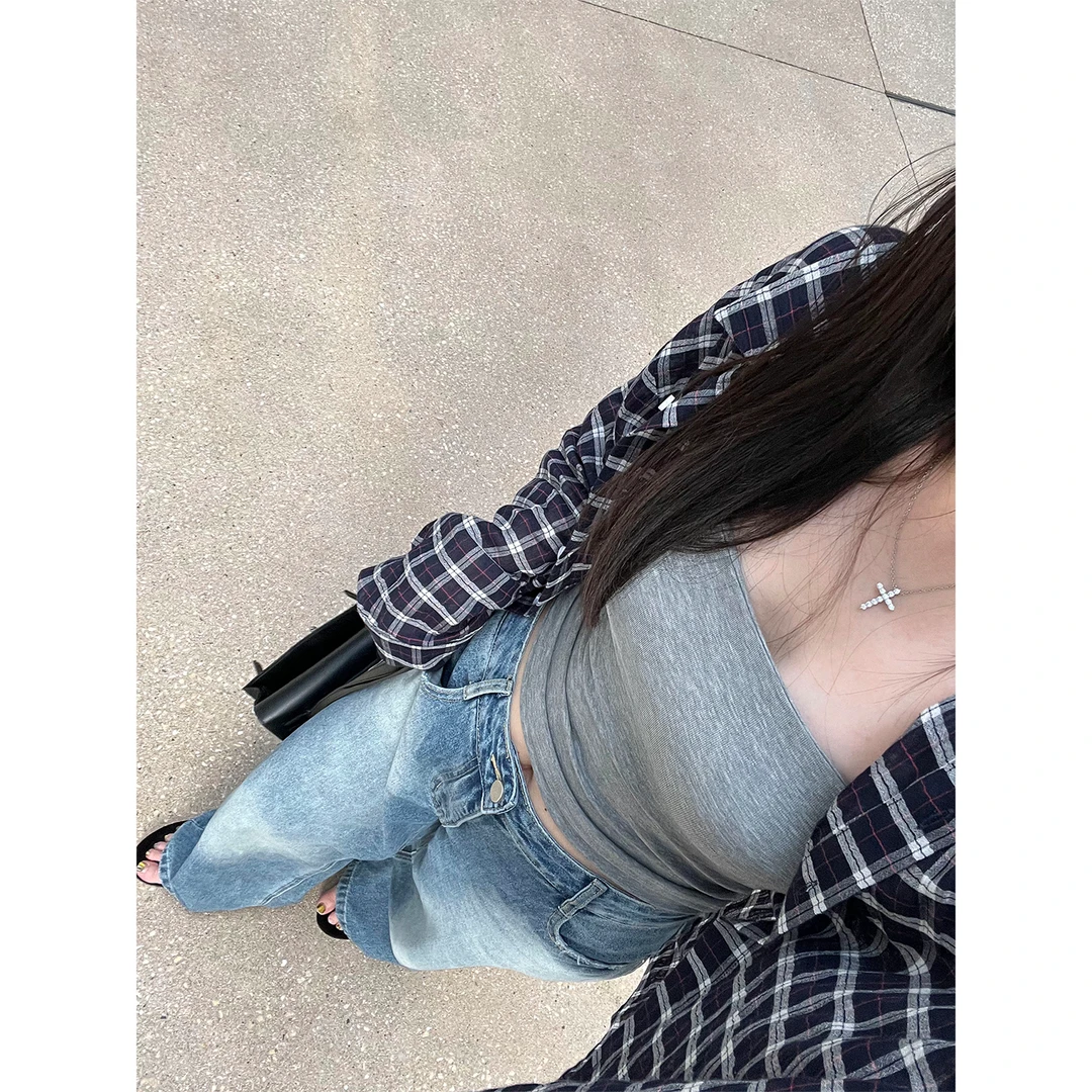 Lilpera胖梨定制 “基础双色”秋季时尚气质显瘦内搭抹胸上衣B68