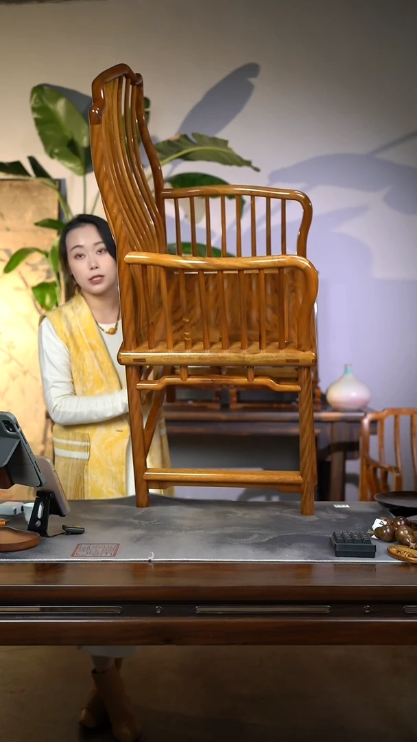 金丝楠老料虎皮精工梳背椅