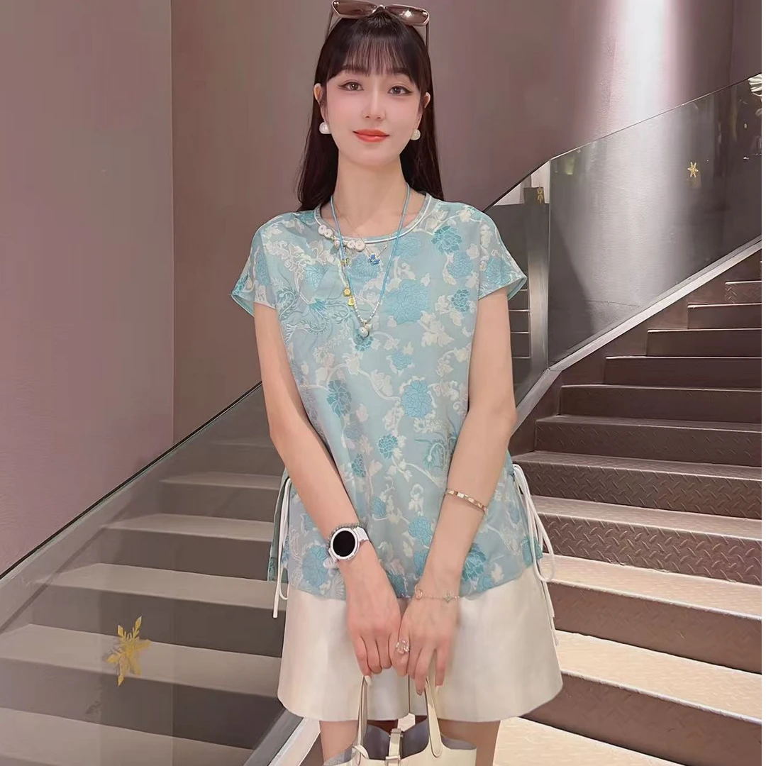 《凤穿牡丹》 新款桑蚕丝 新中式国风时尚百搭上衣5751