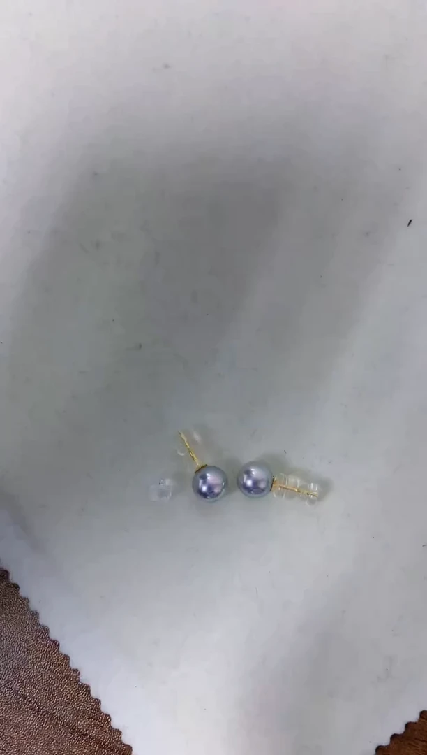 【闪购商品】海水珍珠商品18K金镶嵌8-8.5真多麻色素钉定制