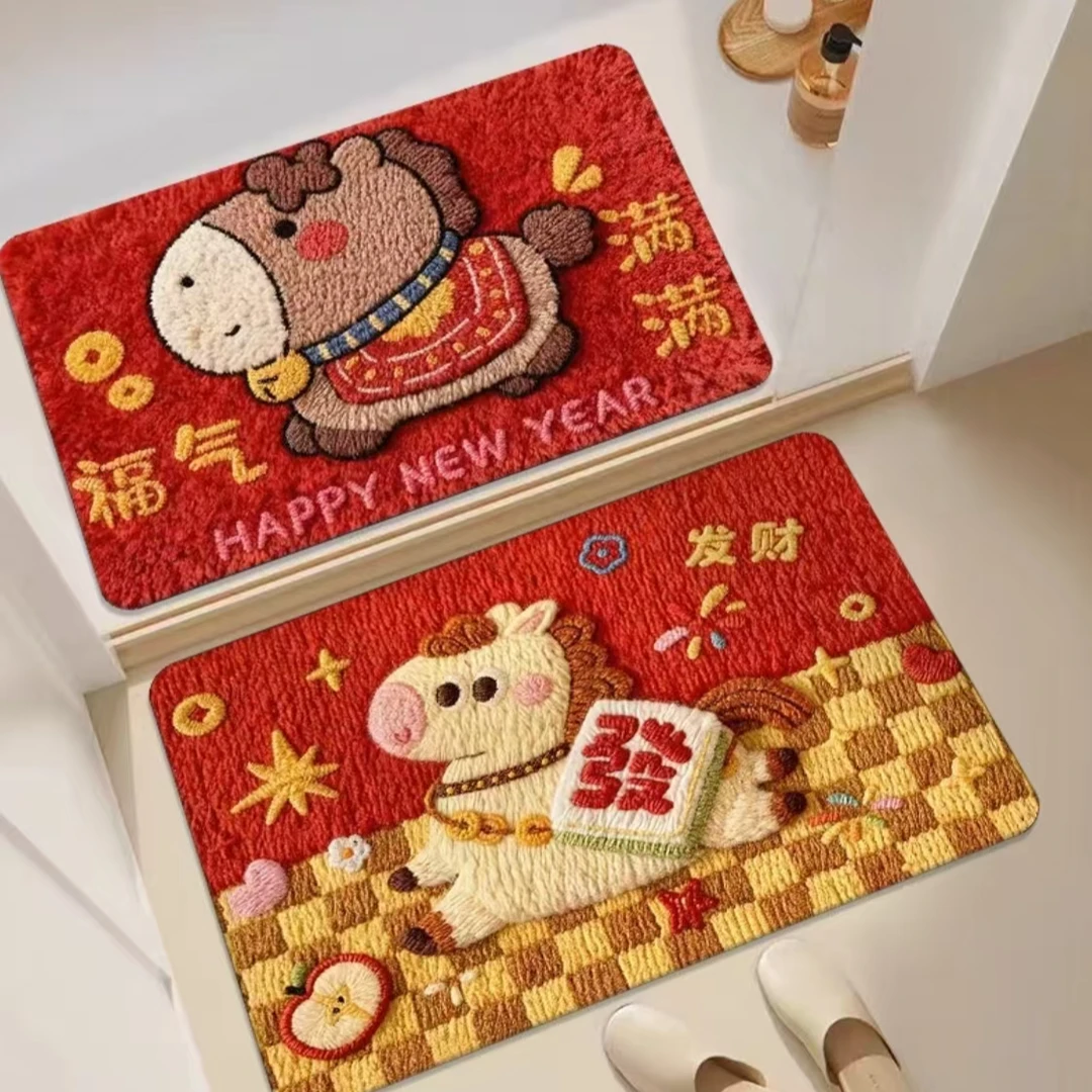 （拍一发二）福气满满春节套装硅藻泥入户门卫生间洗漱台防滑地垫