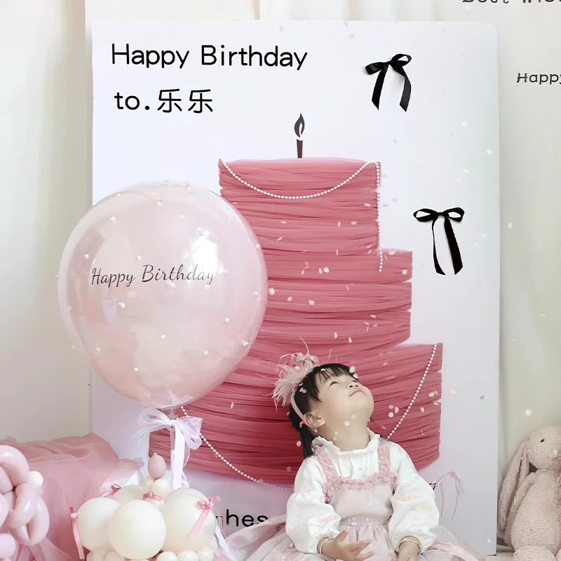 宝宝周岁生日布置装饰小红薯同款网纱蛋糕kt板定制女孩拍照背景板