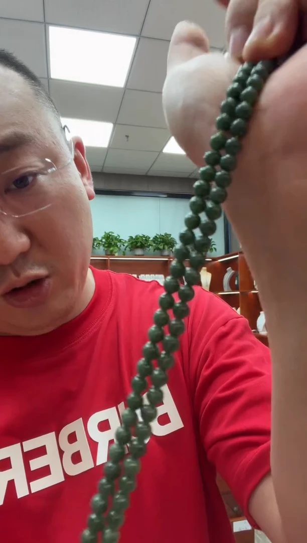 未镶嵌挂件翡翠A货翡翠多样性一件满绿飘花圆珠项链