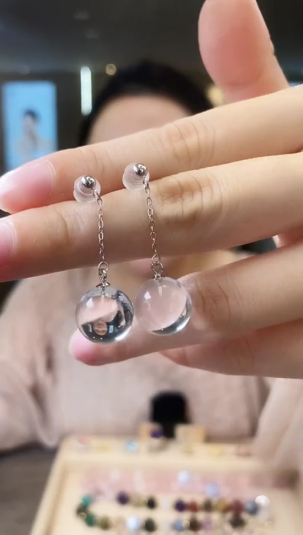 水晶耳饰未镶嵌01天然宝石