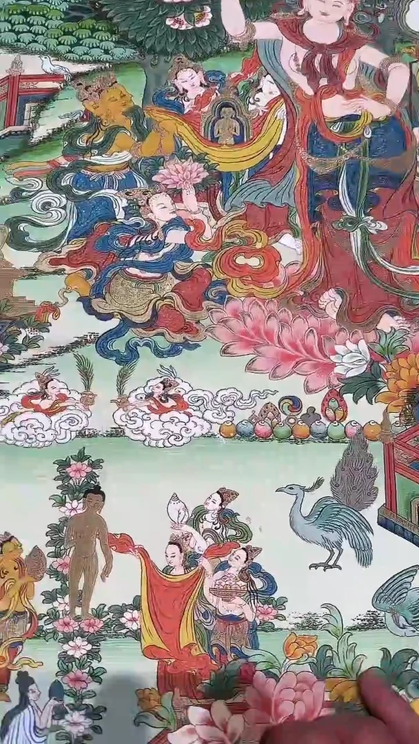 卷轴画【主播精品】高端卷轴画——唐卡释迦摩尼诞生记