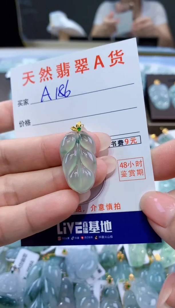颈饰18K金镶嵌翡翠天然翡翠A货挂件
