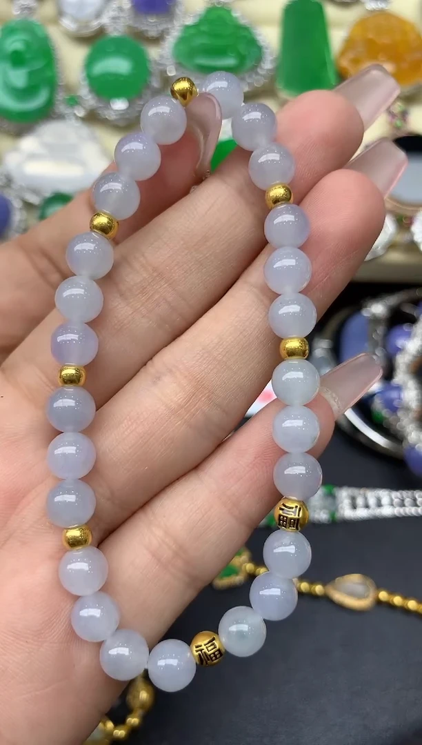 足金镶嵌手链翡翠142-雪姐翡翠天天见